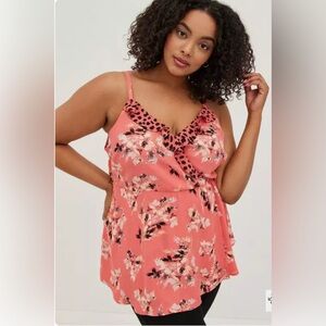 Torrid Georgette Cami w/ leopard trim